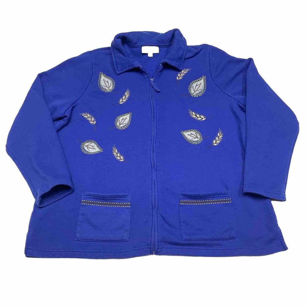 Breckenridge Jacket Womens 2X Blue Full Zip Fleece Coat Embroidered Ladies